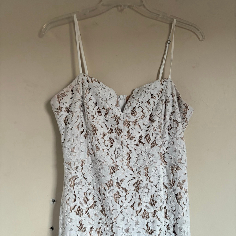 Lulus Amazing Allure White Crochet Lace Bodycon Midi Dress Large - Picture 9 of 16